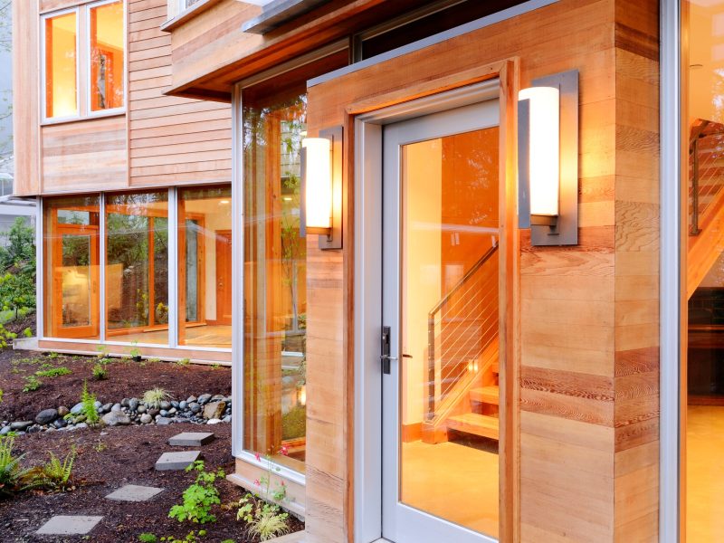 54218,Glass windows and doors of modern house