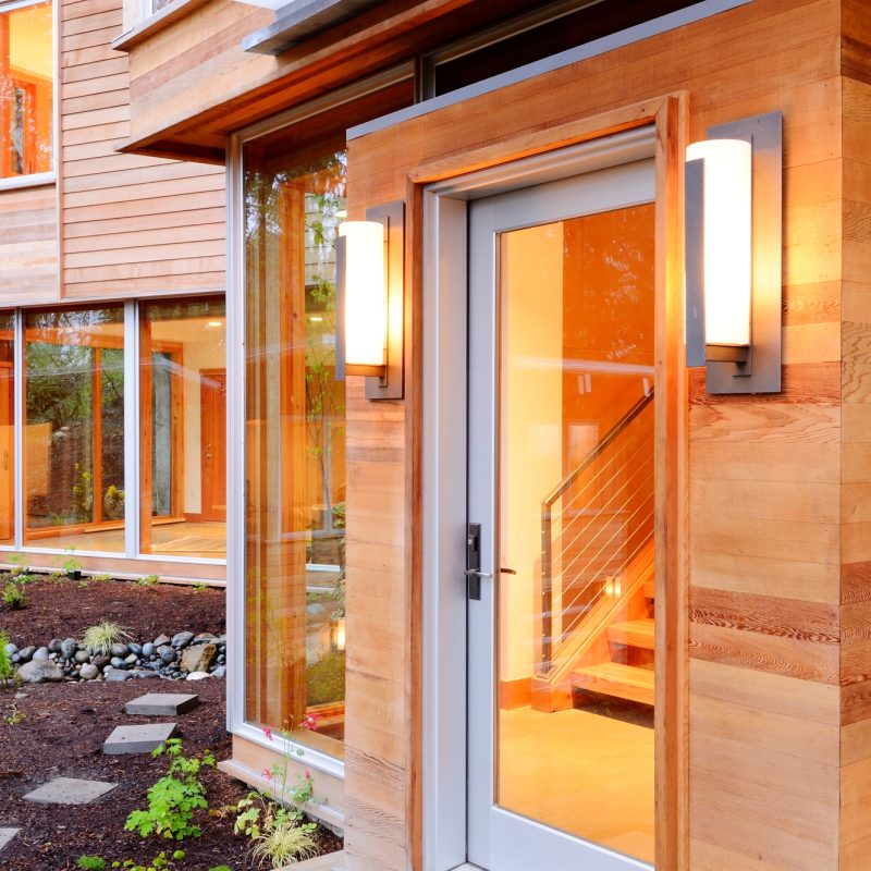 54218,Glass windows and doors of modern house