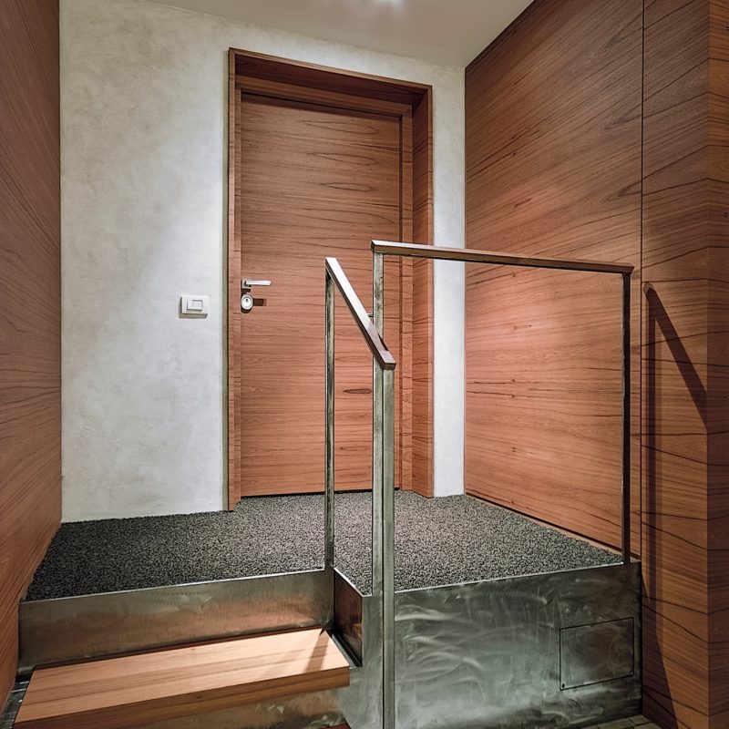 Modern Landing with Staircase and the Main Door Modern Landing with Staircase and the Main Door